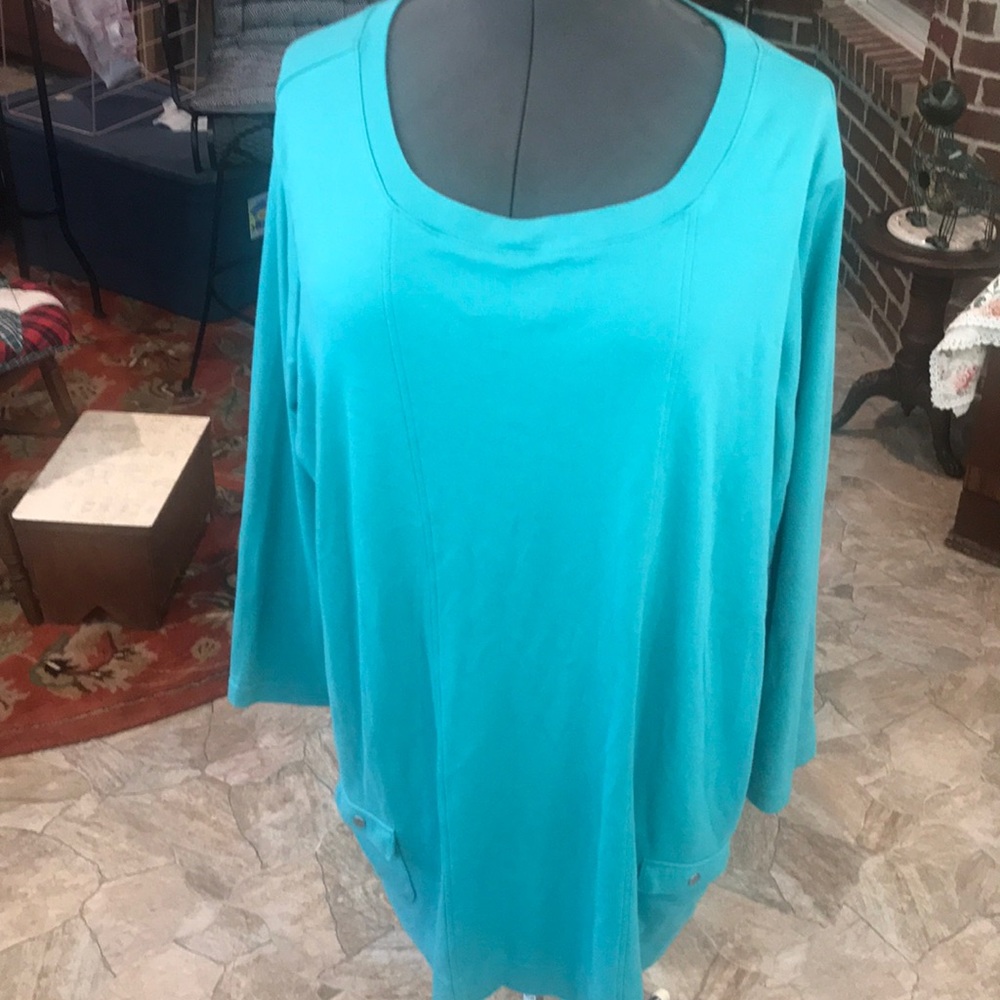 Blair Tunic Top Long Sleeve Light Blue Teal Size 3X